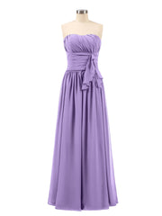 Abito da Damigella Lungo in Chiffon Senza Spalline Tahiti