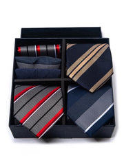 Set Da 6 Pezzi Cravatta Con Fazzoletto Da Taschino Serie 2