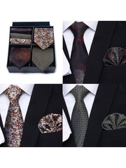 Set Da 6 Pezzi Cravatta Con Fazzoletto Da Taschino Serie 2