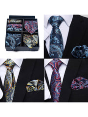Set Da 6 Pezzi Cravatta Con Fazzoletto Da Taschino Serie 4