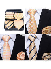 Set Da 6 Pezzi Cravatta Con Fazzoletto Da Taschino Serie 4