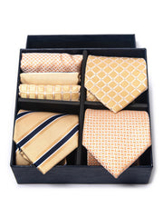 Set Da 6 Pezzi Cravatta Con Fazzoletto Da Taschino Serie 4