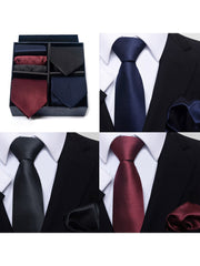 Set Da 6 Pezzi Cravatta Con Fazzoletto Da Taschino Serie 4