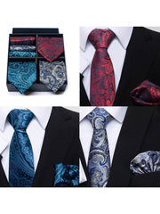 Set Da 6 Pezzi Cravatta Con Fazzoletto Da Taschino Serie 4