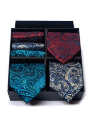 Set Da 6 Pezzi Cravatta Con Fazzoletto Da Taschino Serie 4