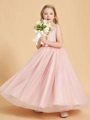 Abiti Damigella Junior In Tulle Top In Raso Fiocco Glamour Rosa Polvere