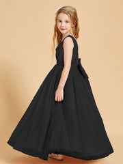 Abiti Damigella Junior In Tulle Top In Raso Fiocco Glamour Nero