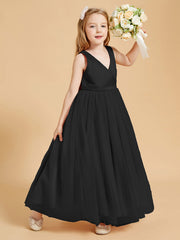 Abiti Damigella Junior In Tulle Top In Raso Fiocco Glamour Nero