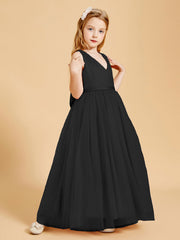 Abiti Damigella Junior In Tulle Top In Raso Fiocco Glamour Nero