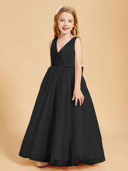Abiti Damigella Junior In Tulle Top In Raso Fiocco Glamour Nero