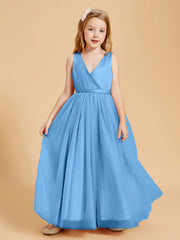 Abiti Damigella Junior In Tulle Top In Raso Fiocco Glamour Blu