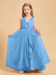 Abiti Damigella Junior In Tulle Top In Raso Fiocco Glamour Blu