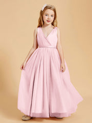 Abiti Damigella Junior In Tulle Top In Raso Fiocco Glamour Rosa Cipria