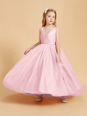 Abiti Damigella Junior In Tulle Top In Raso Fiocco Glamour Rosa Cipria