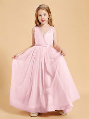 Abiti Damigella Junior In Tulle Top In Raso Fiocco Glamour Rosa Cipria