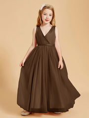 Abiti Damigella Junior In Tulle Top In Raso Fiocco Glamour Marrone