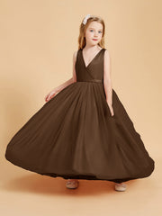 Abiti Damigella Junior In Tulle Top In Raso Fiocco Glamour Marrone