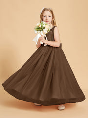 Abiti Damigella Junior In Tulle Top In Raso Fiocco Glamour Marrone