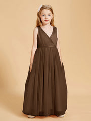 Abiti Damigella Junior In Tulle Top In Raso Fiocco Glamour Marrone