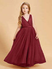 Abiti Damigella Junior In Tulle Top In Raso Fiocco Glamour Borgogna