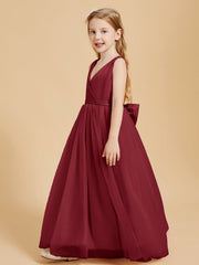 Abiti Damigella Junior In Tulle Top In Raso Fiocco Glamour Borgogna
