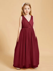 Abiti Damigella Junior In Tulle Top In Raso Fiocco Glamour Borgogna