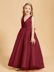Abiti Damigella Junior In Tulle Top In Raso Fiocco Glamour Borgogna