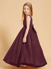 Abiti Damigella Junior In Tulle Top In Raso Fiocco Glamour Cabernet