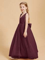Abiti Damigella Junior In Tulle Top In Raso Fiocco Glamour Cabernet