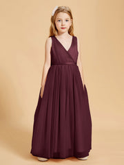 Abiti Damigella Junior In Tulle Top In Raso Fiocco Glamour Cabernet
