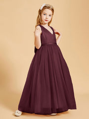 Abiti Damigella Junior In Tulle Top In Raso Fiocco Glamour Cabernet