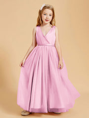 Abiti Damigella Junior In Tulle Top In Raso Fiocco Glamour Rosa Bonbon