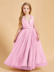 Abiti Damigella Junior In Tulle Top In Raso Fiocco Glamour Rosa Bonbon