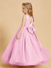 Abiti Damigella Junior In Tulle Top In Raso Fiocco Glamour Rosa Bonbon