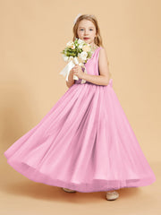 Abiti Damigella Junior In Tulle Top In Raso Fiocco Glamour Rosa Bonbon