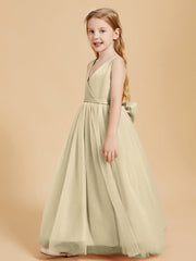 Abiti Damigella Junior In Tulle Top In Raso Fiocco Glamour Champagne