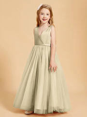 Abiti Damigella Junior In Tulle Top In Raso Fiocco Glamour Champagne