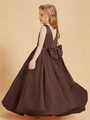 Abiti Damigella Junior In Tulle Top In Raso Fiocco Glamour Cioccolato