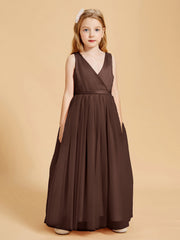 Abiti Damigella Junior In Tulle Top In Raso Fiocco Glamour Cioccolato