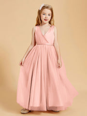 Abiti Damigella Junior In Tulle Top In Raso Fiocco Glamour Corallo