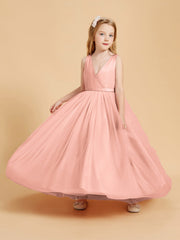 Abiti Damigella Junior In Tulle Top In Raso Fiocco Glamour Corallo
