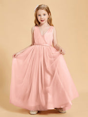 Abiti Damigella Junior In Tulle Top In Raso Fiocco Glamour Corallo