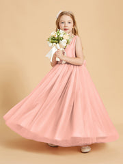 Abiti Damigella Junior In Tulle Top In Raso Fiocco Glamour Corallo