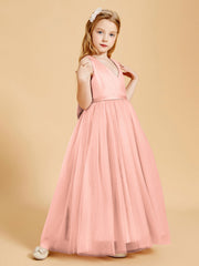 Abiti Damigella Junior In Tulle Top In Raso Fiocco Glamour Corallo
