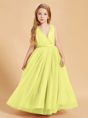 Abiti Damigella Junior In Tulle Top In Raso Fiocco Glamour Narciso
