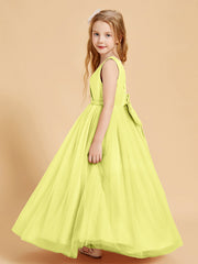Abiti Damigella Junior In Tulle Top In Raso Fiocco Glamour Narciso