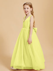 Abiti Damigella Junior In Tulle Top In Raso Fiocco Glamour Narciso