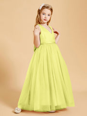 Abiti Damigella Junior In Tulle Top In Raso Fiocco Glamour Narciso