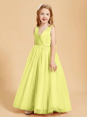 Abiti Damigella Junior In Tulle Top In Raso Fiocco Glamour Narciso