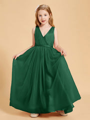 Abiti Damigella Junior In Tulle Top In Raso Fiocco Glamour Verde Scuro